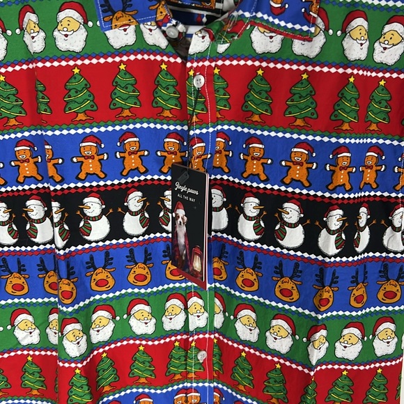 Denim & Flower Christmas All Over Print Button Up Shirt Men’s Size L - Picture 2 of 4